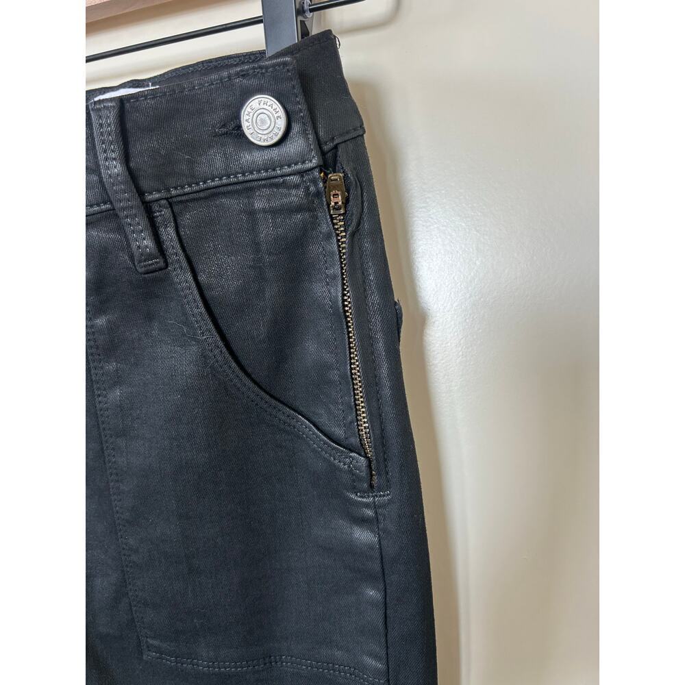 Frame Le Flare de Francoise Black Coated Flare Jeans Size 26 - Picture 5 of 10